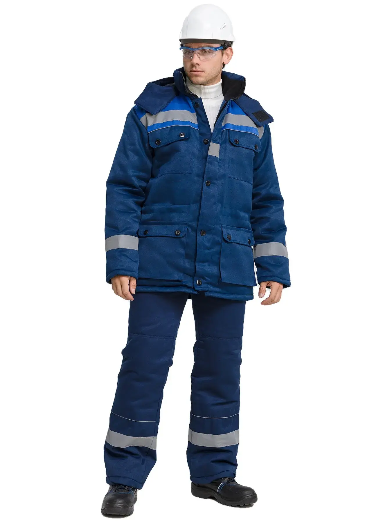 Костюм рабочий мужской утепленный зимний RONTA KS241 с полукомбинезом темно-синий, васильковый