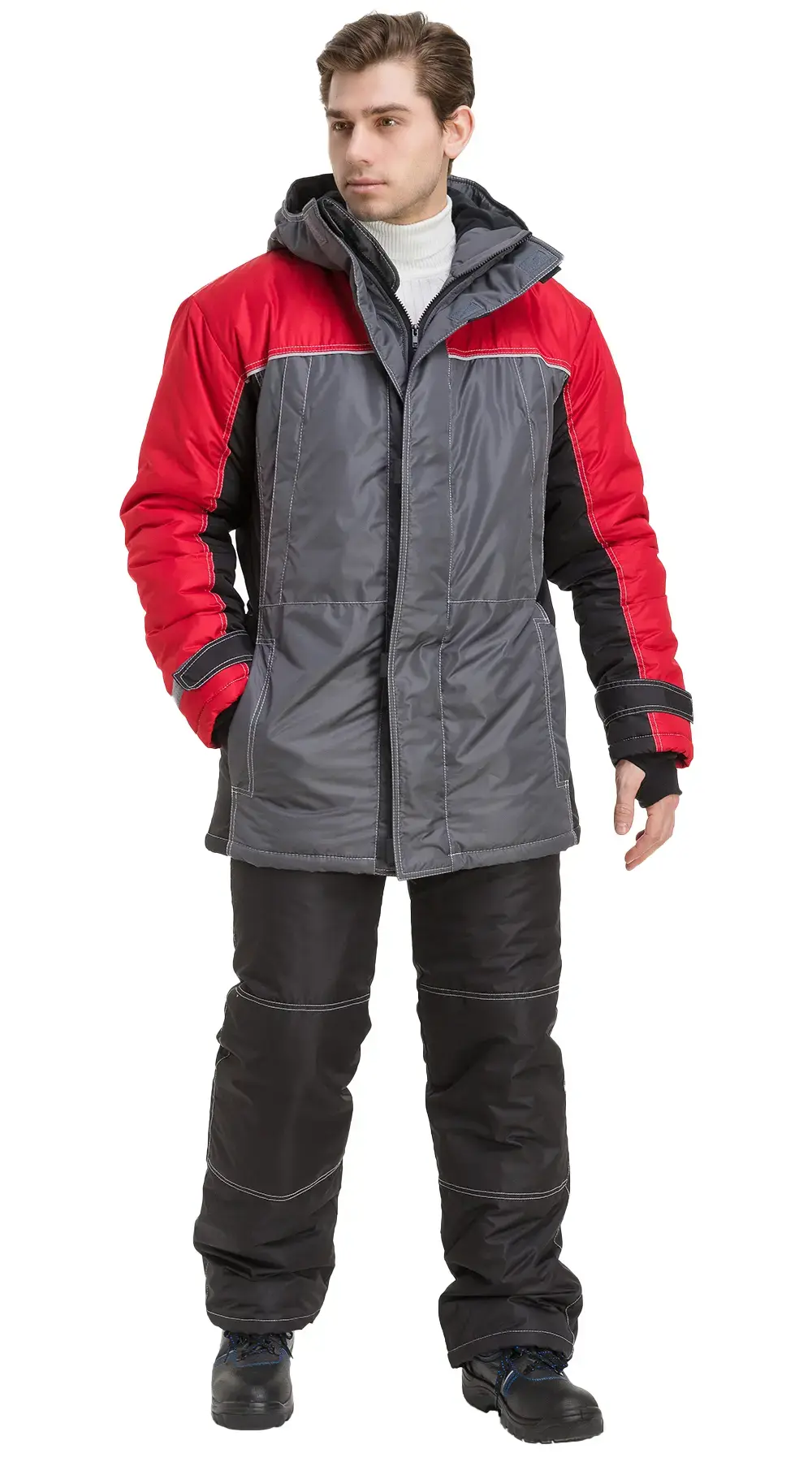 Куртка рабочая мужская зимняя утепленная RONTA KR930 темно-серая, черная, красная