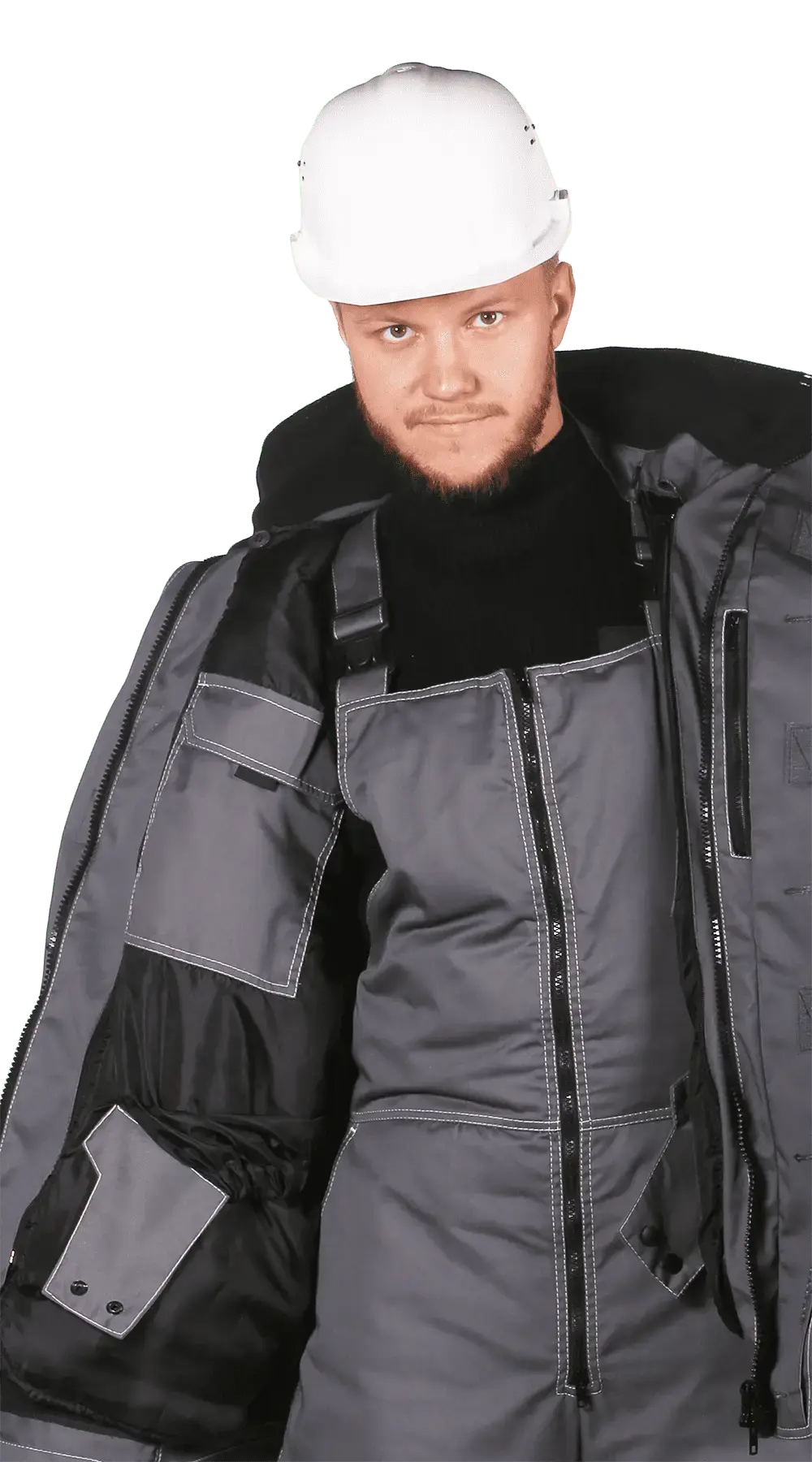 Костюм рабочий мужской утепленный зимний RONTA KS581 темно-серый, красный, черный