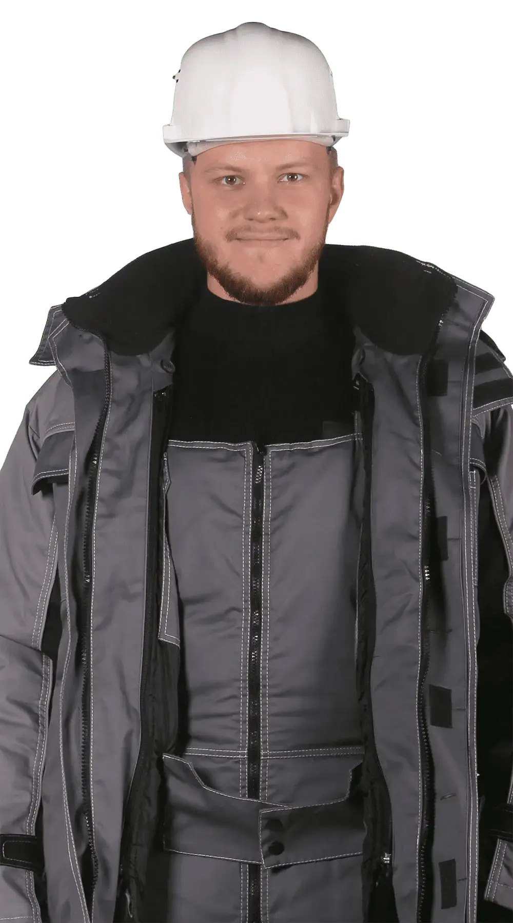 Костюм рабочий мужской утепленный зимний RONTA KS581 темно-серый, светло-серый, черный