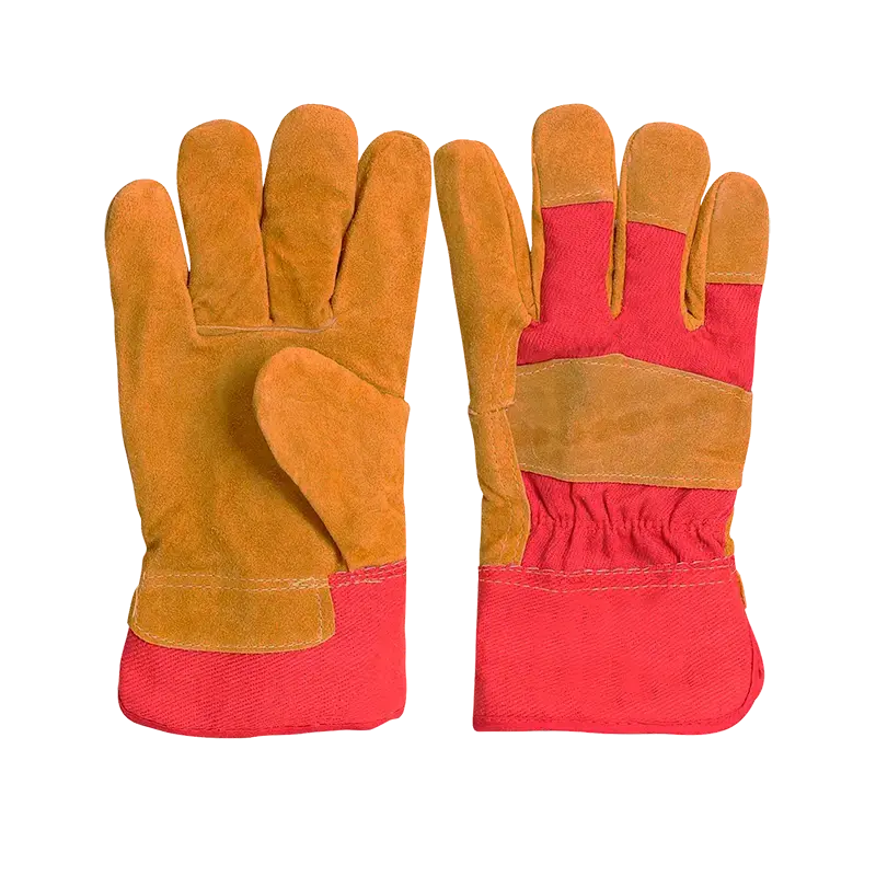 Перчатки спилковые желтый/красный