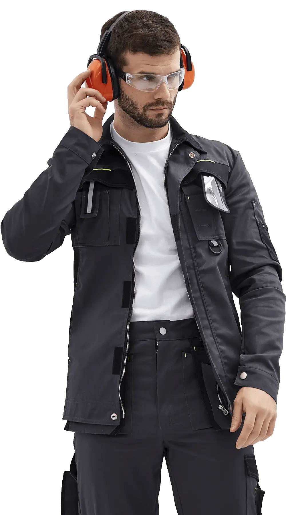 Куртка рабочая мужская летняя RONTA KR814 темно-серый, черный, лаймовый