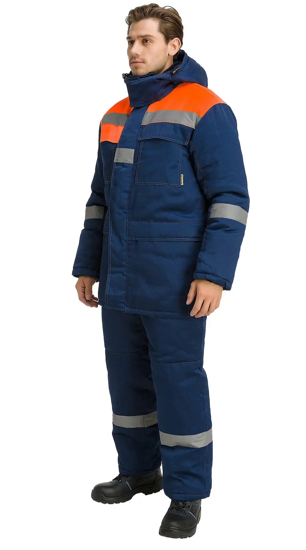 Куртка рабочая мужская зимняя утепленная RONTA KR241 темно-синяя, оранжевая