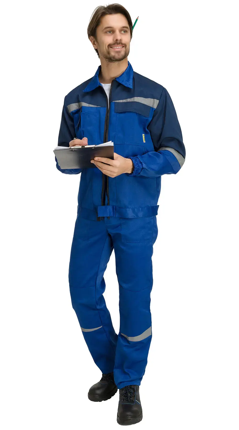 Костюм рабочий мужской летний RONTA KS591 с полукомбинезоном васильковый, темно-синий Костюм рабочий мужской летний RONTA KS591 с полукомбинезоном васильковый, темно-синий