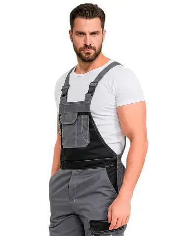 Полукомбинезон рабочий мужской летний RONTA PL207 темно-серый, черный