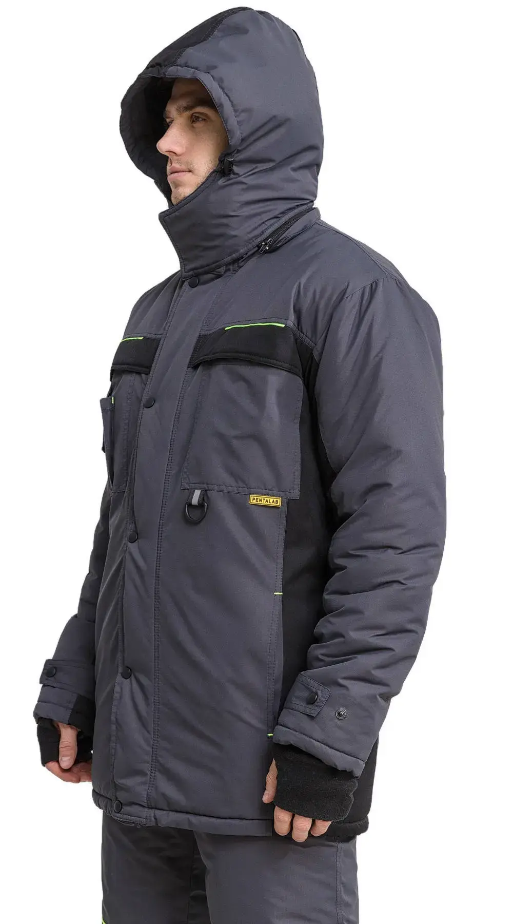 Костюм рабочий мужской утепленный зимний RONTA KS930 MEMBRANE темно-серый, черный, лаймовый