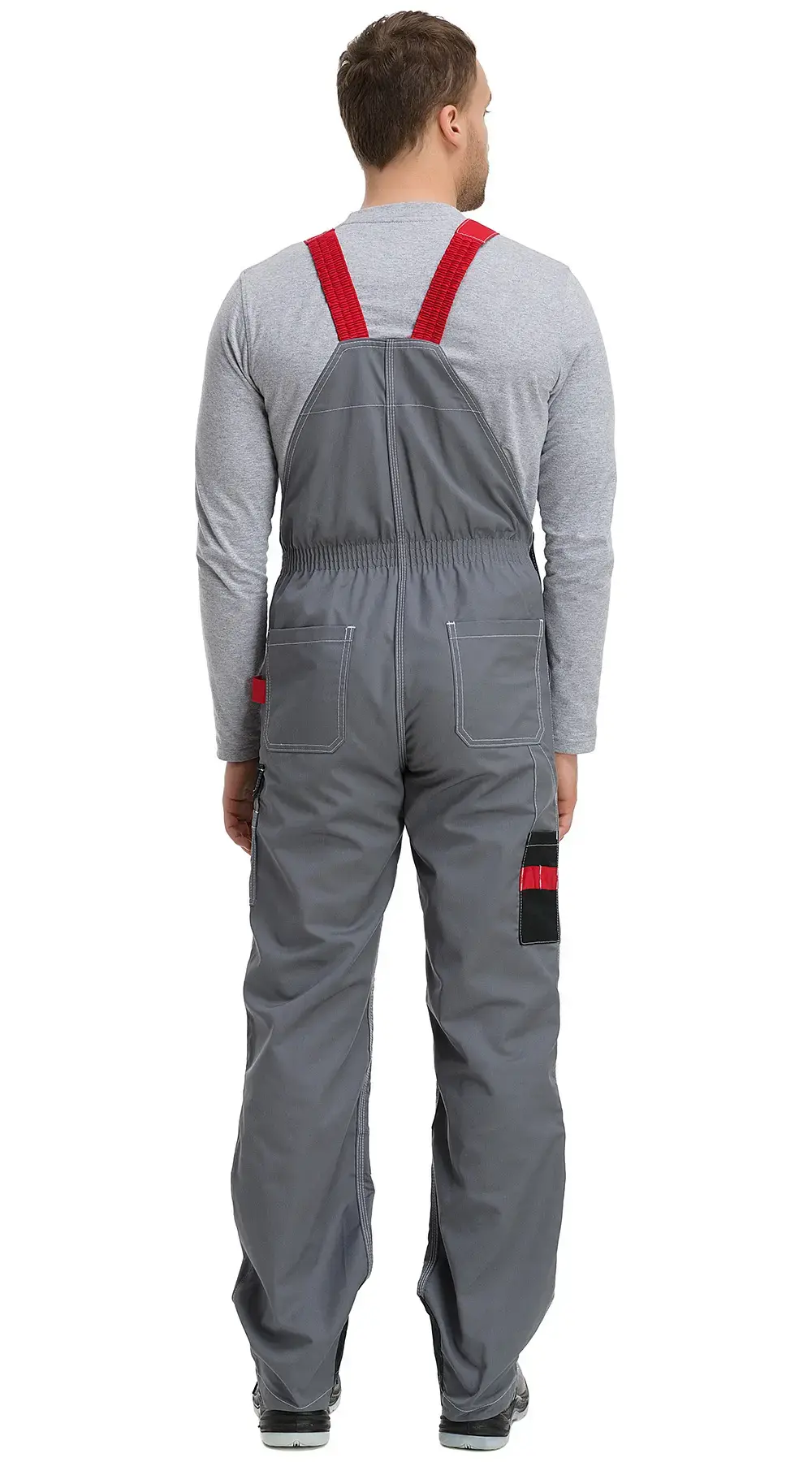 Полукомбинезон рабочий мужской летний RONTA PL207 темно-серый, черный, красный