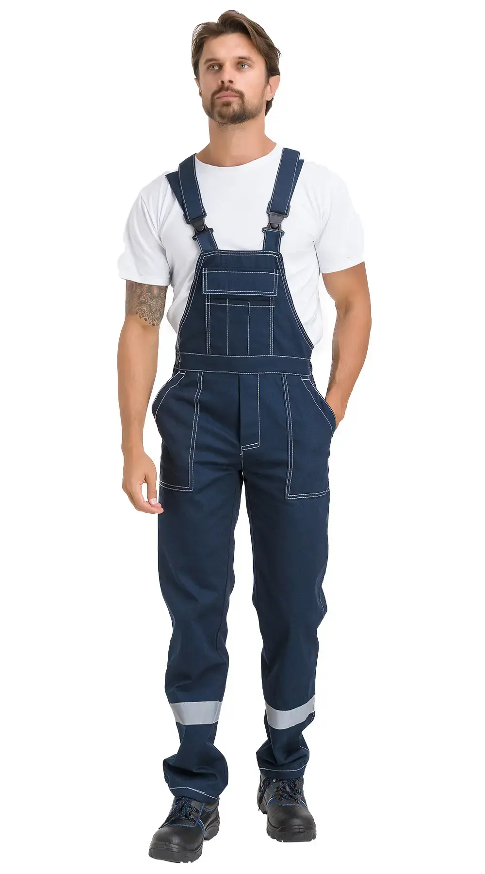 Костюм рабочий мужской летний RONTA KS910 с полукомбинезоном темно-синий
