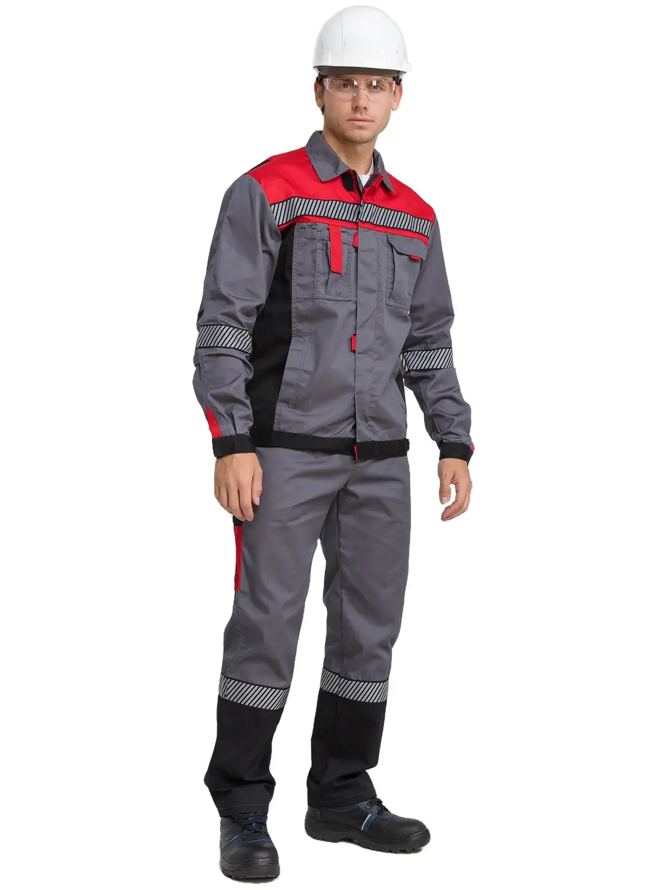 Костюм рабочий мужской летний RONTA KS261 с брюками темно-серый, красный, черный
