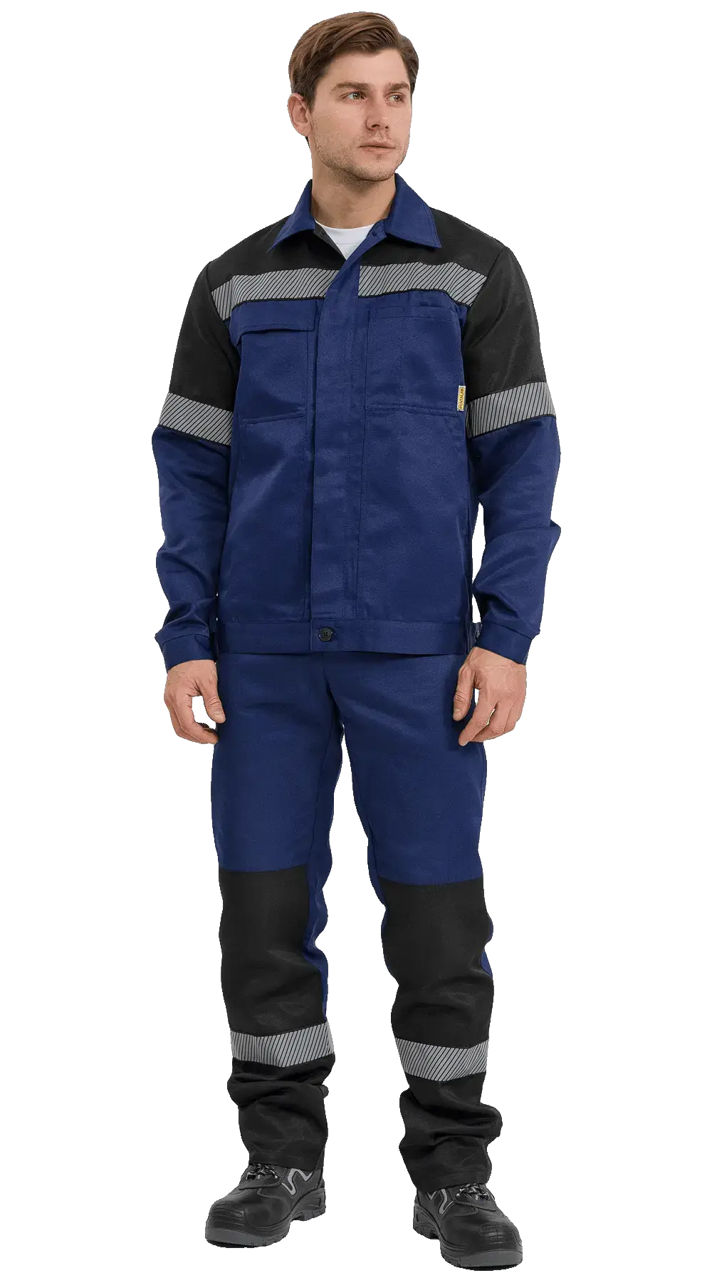 Костюм рабочий мужской летний RONTA KS812 с полукомбинезоном темно-синий, черный