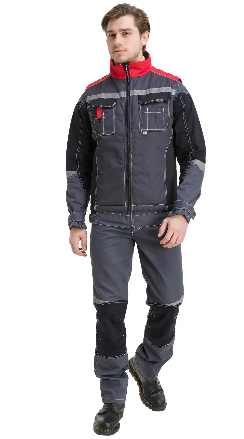 Жилет рабочий мужской утепленный зимний RONTA JT1002 темно-серый, красный, черный