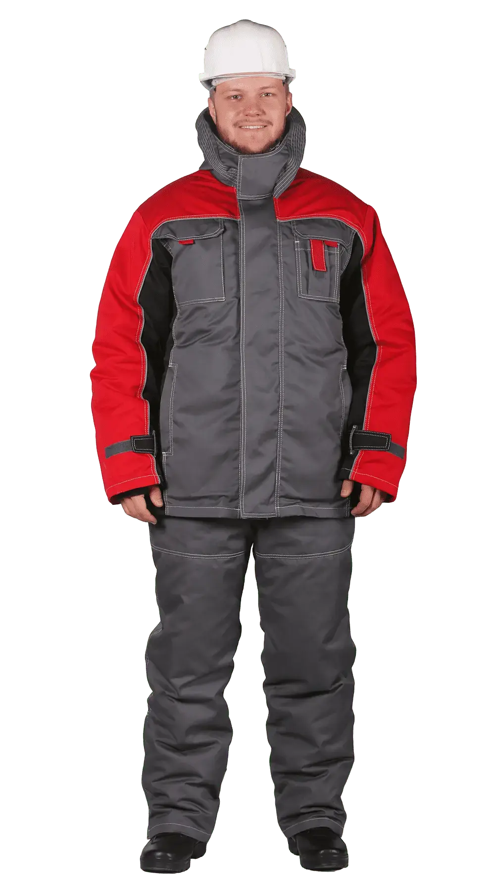 Костюм рабочий мужской утепленный зимний RONTA KS581 темно-серый, красный, черный