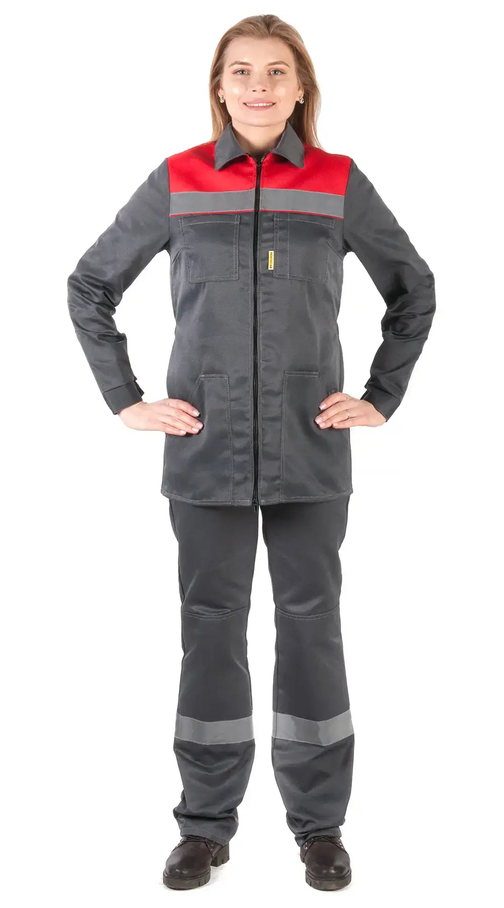 Костюм рабочий женский летний RONTA KS815 с брюками темно-серый, красный