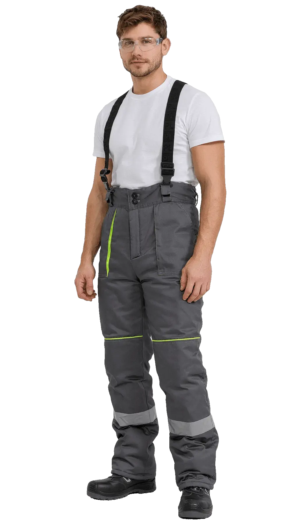 Костюм рабочий мужской утепленный зимний RONTA KS580 с полукомбинезоном т.серый, черный, лайм