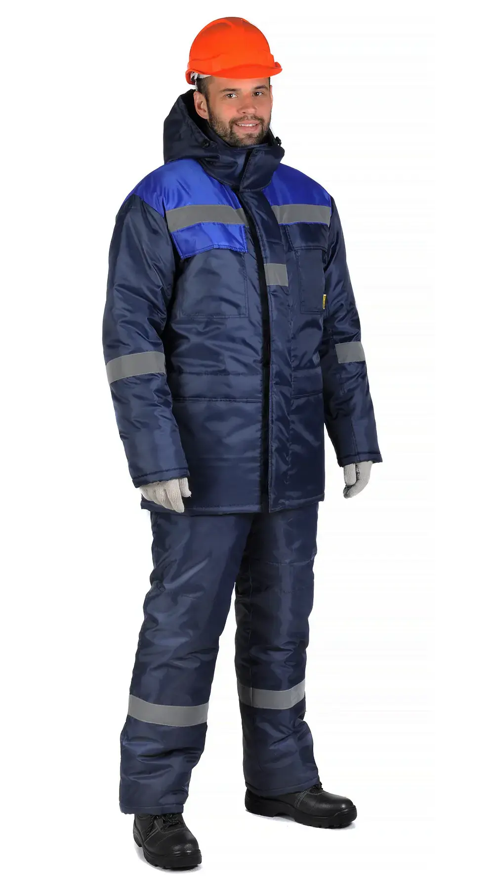 Костюм рабочий мужской утепленный зимний RONTA KS912 с полукомбинезоном (темно-синий/васильковый)