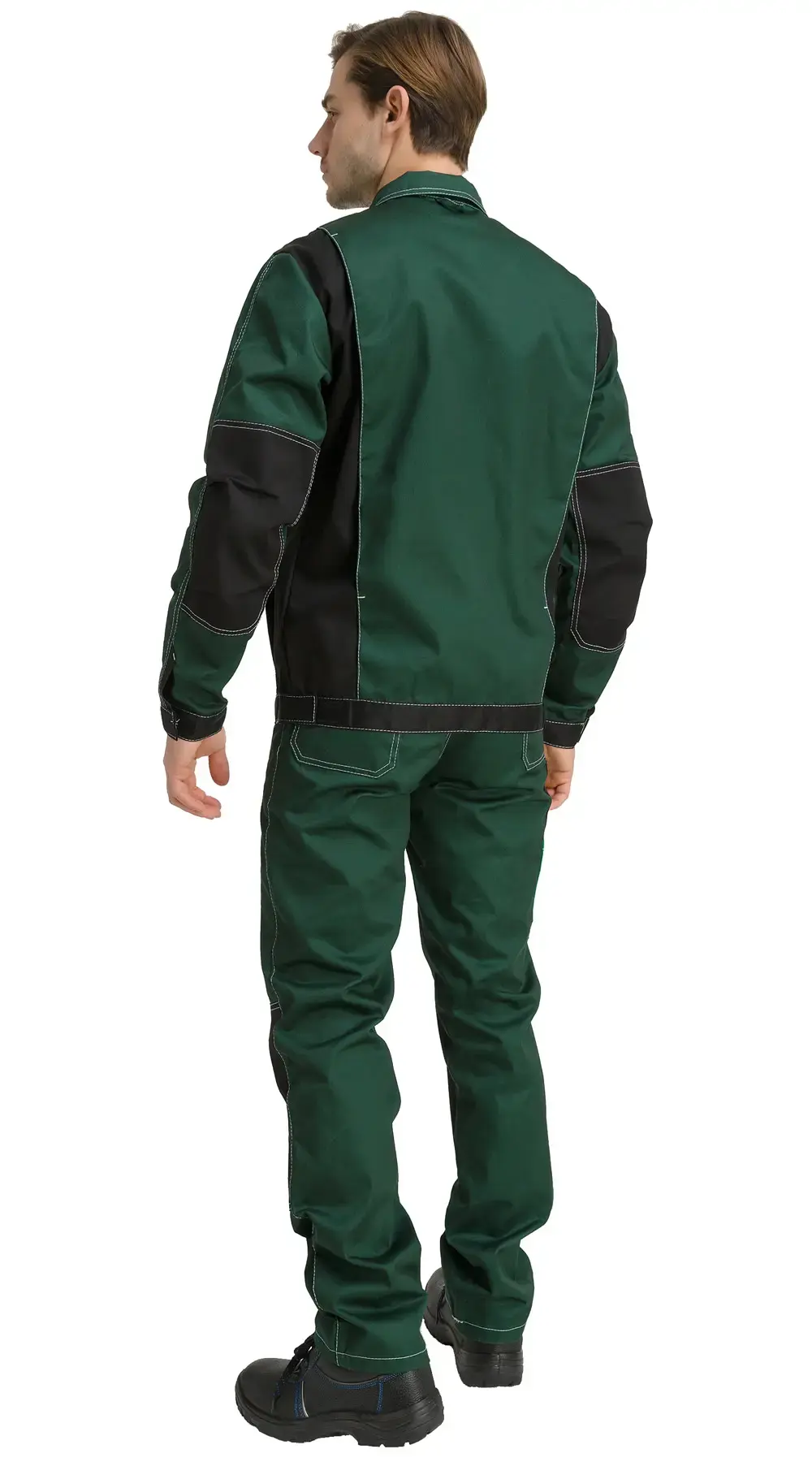 Костюм рабочий мужской летний RONTA KS212 с полукомбинезоном темно-зеленый, светло-зеленый, черный