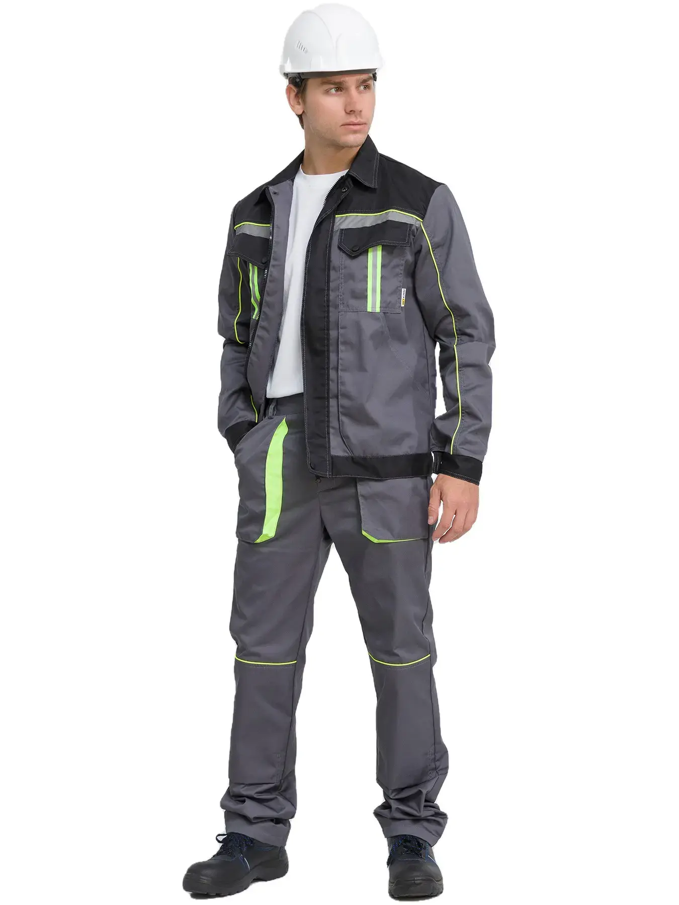 Костюм рабочий мужской летний RONTA KS806 с брюками темно-серый, черный, лаймовый