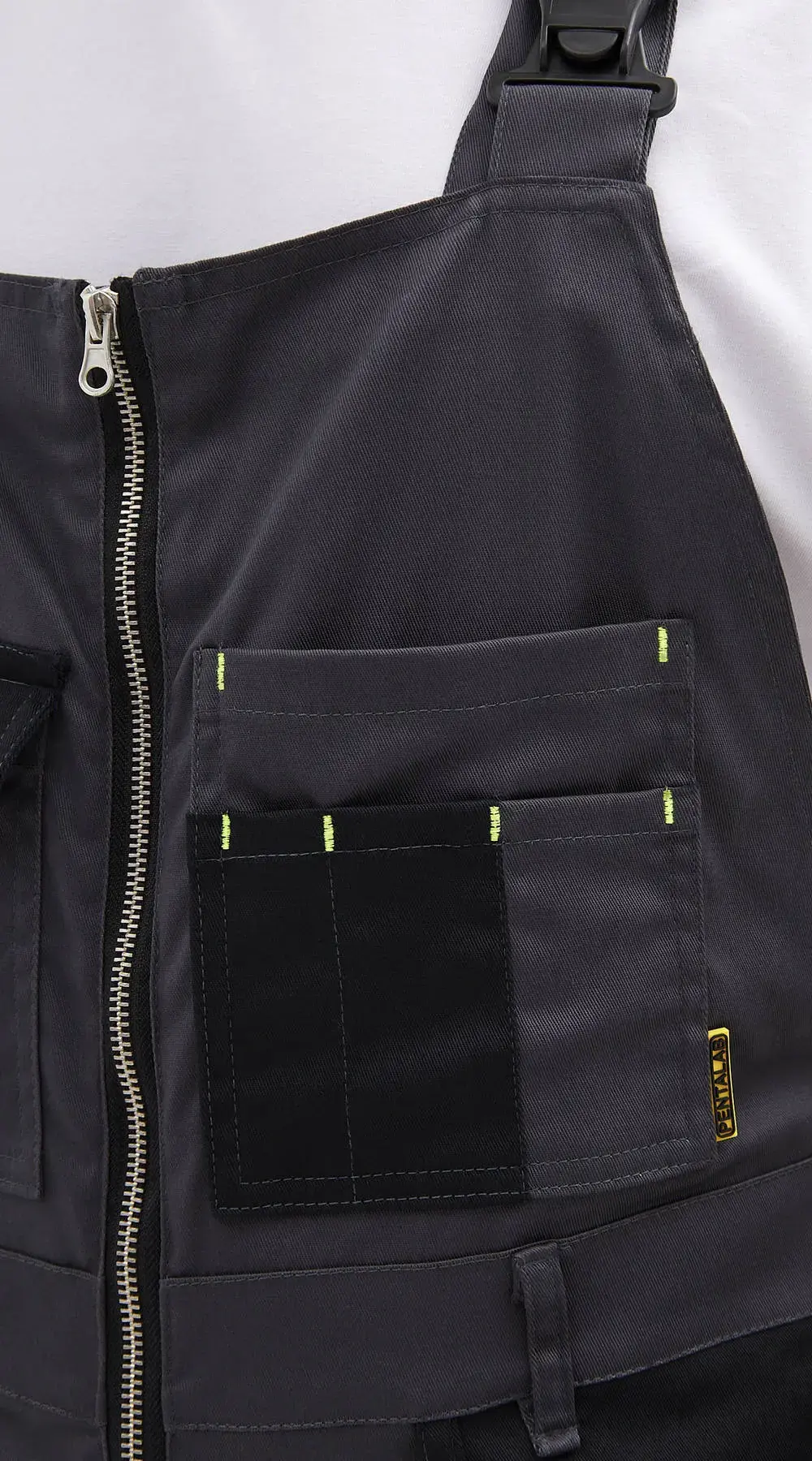 Полукомбинезон рабочий мужской летний RONTA PL813 темно-серый, черный, лаймовый