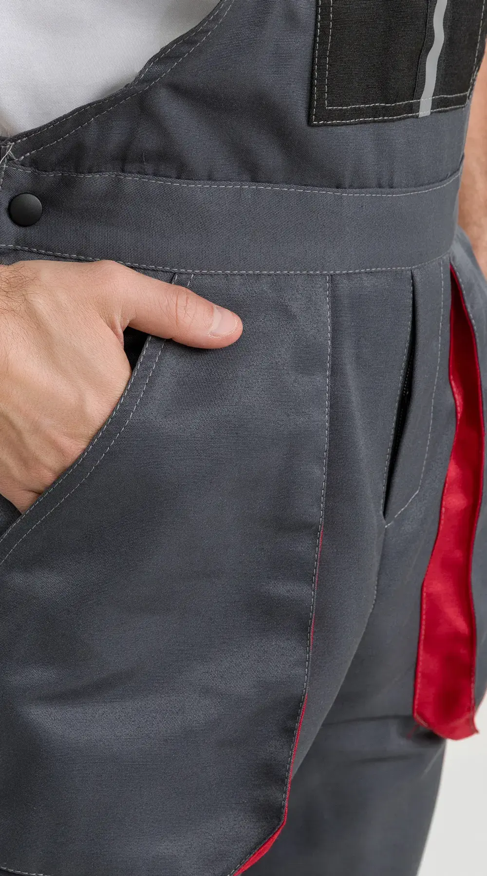 Полукомбинезон рабочий мужской летний RONTA PL818 темно-серый, черный, красный