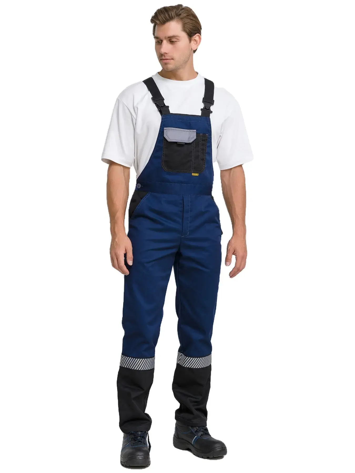 Костюм рабочий мужской летний RONTA KS262 с полукомбинезоном темно-синий, серый, черный