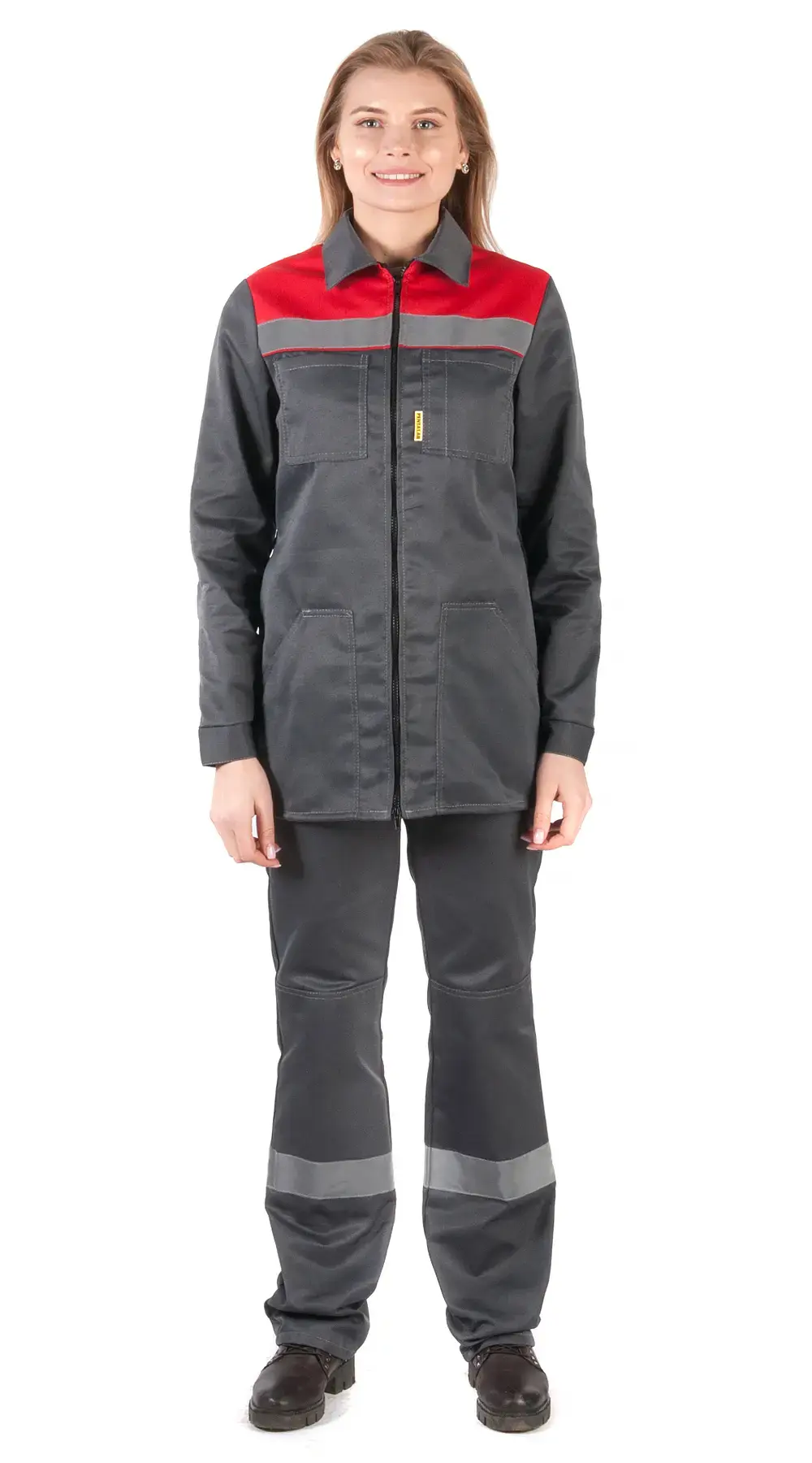 Костюм рабочий женский летний RONTA KS815 с брюками темно-серый, красный