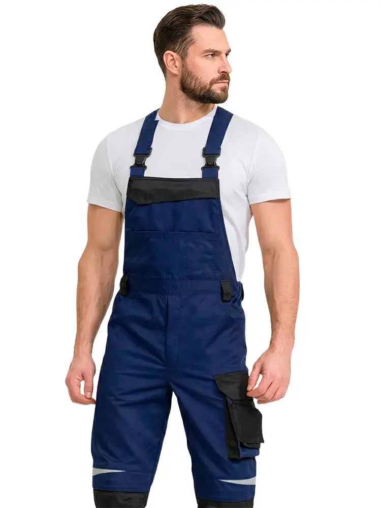 Полукомбинезон рабочий мужской летний RONTA PL210 темно-синий, черный