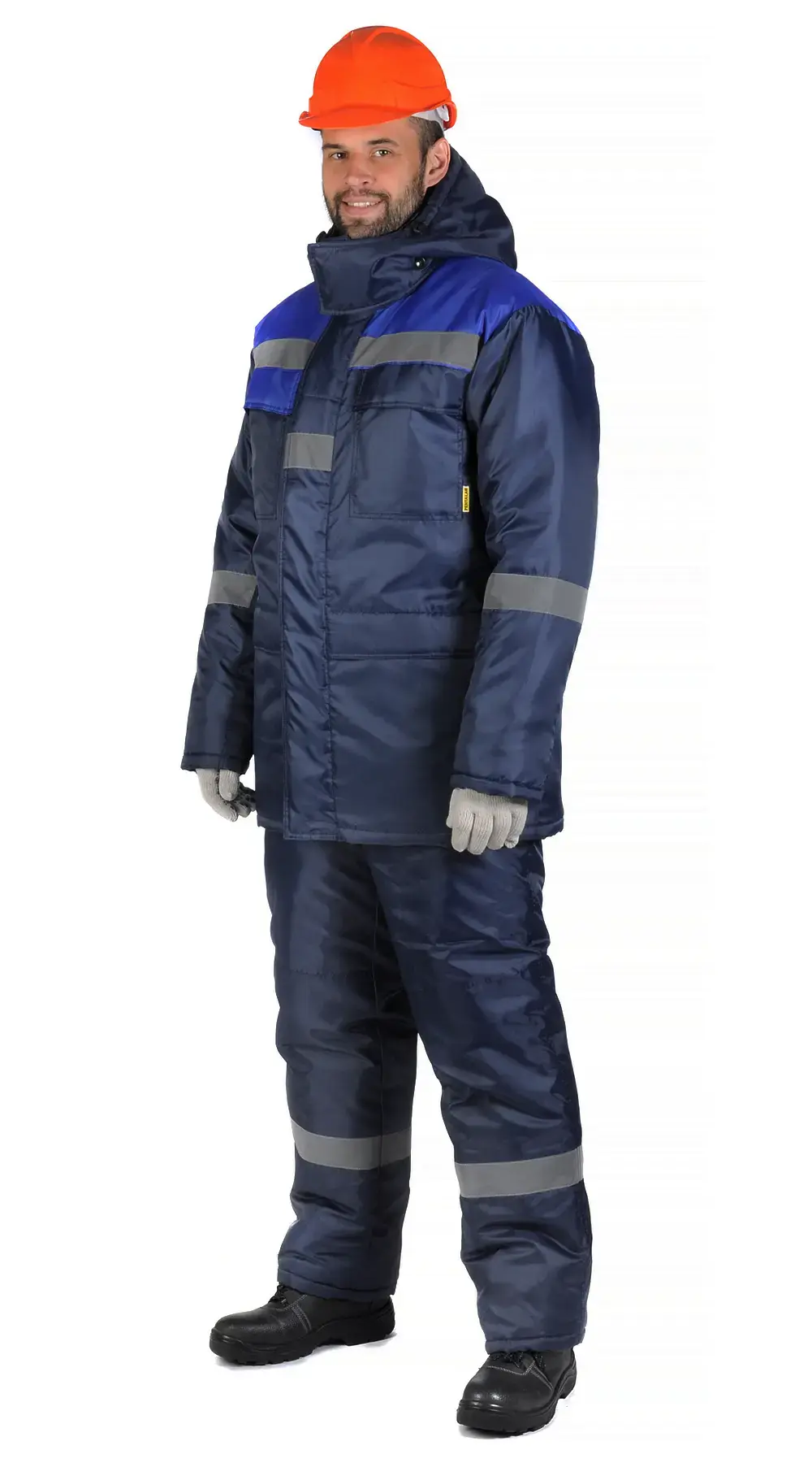 Костюм рабочий мужской утепленный зимний RONTA KS912 с полукомбинезоном (темно-синий/васильковый)