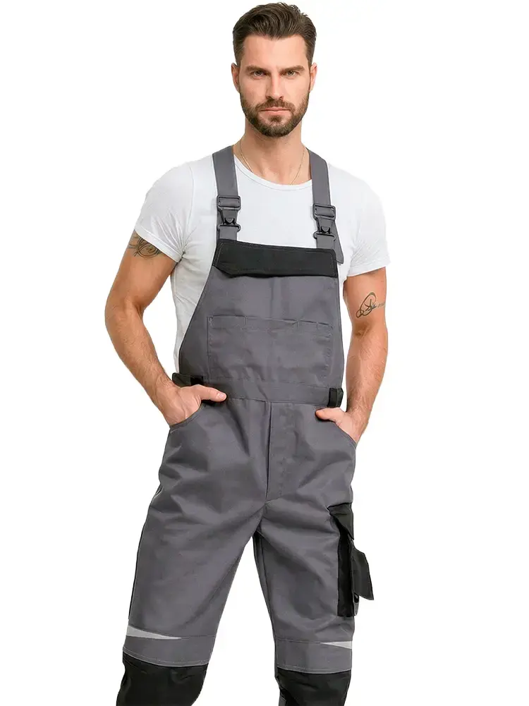 Полукомбинезон рабочий мужской летний RONTA PL210 темно-серый, черный