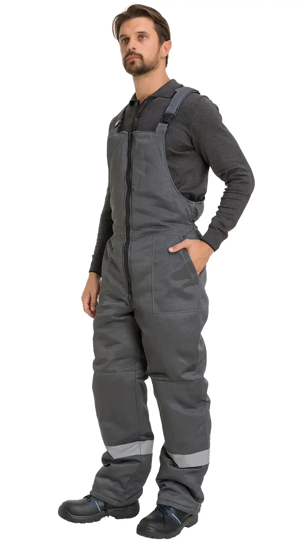 Полукомбинезон рабочий мужской зимний утепленный RONTA PL241 темно-серый