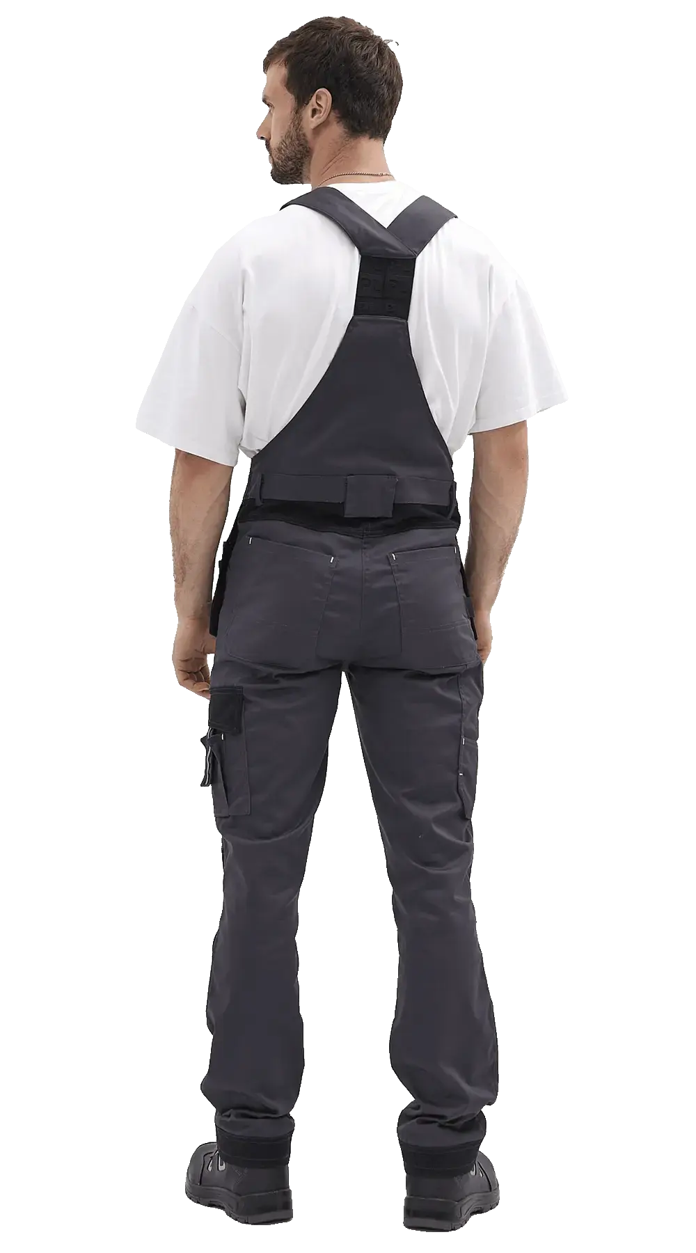 Полукомбинезон рабочий мужской летний RONTA PL813 темно-серый, черный, лаймовый