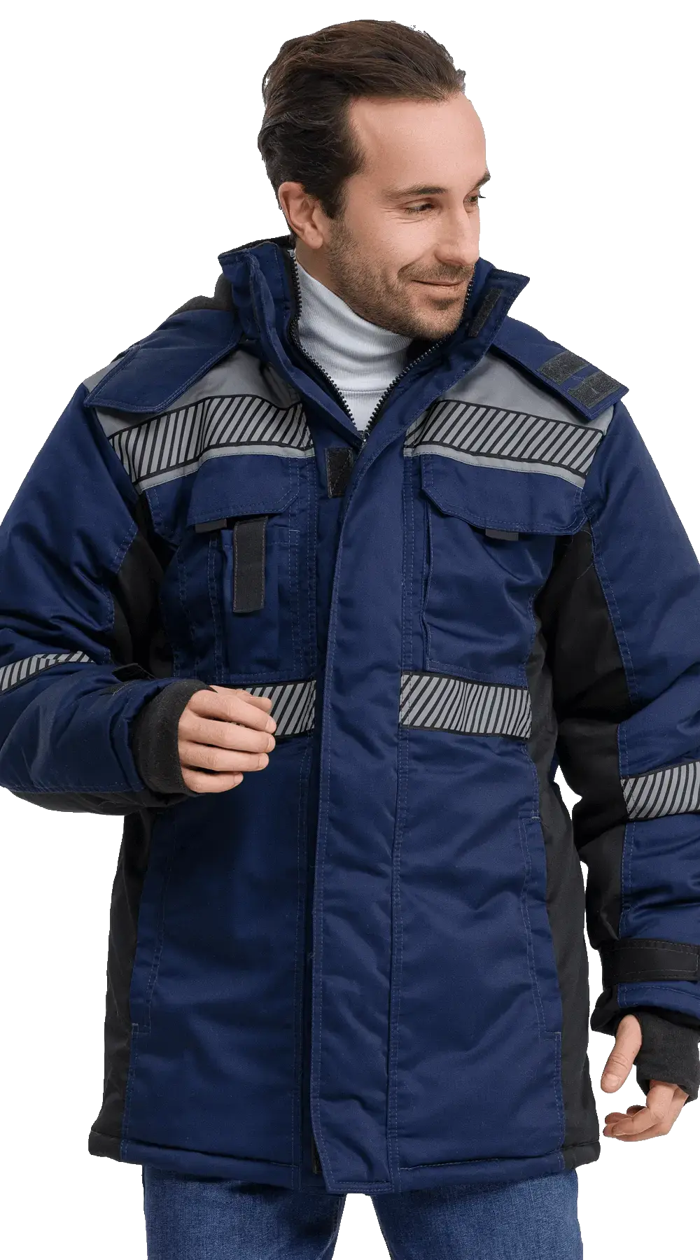 Куртка рабочая мужская зимняя утепленная RONTA KR585 с СОП темно-синяя, черная, серая