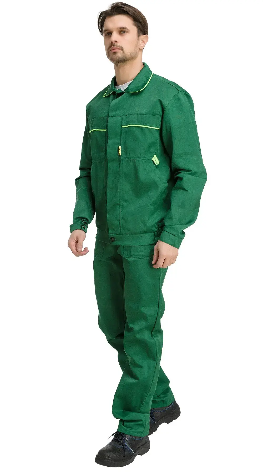 Костюм рабочий мужской летний RONTA KS621 с брюками темно-зеленый, лаймовый