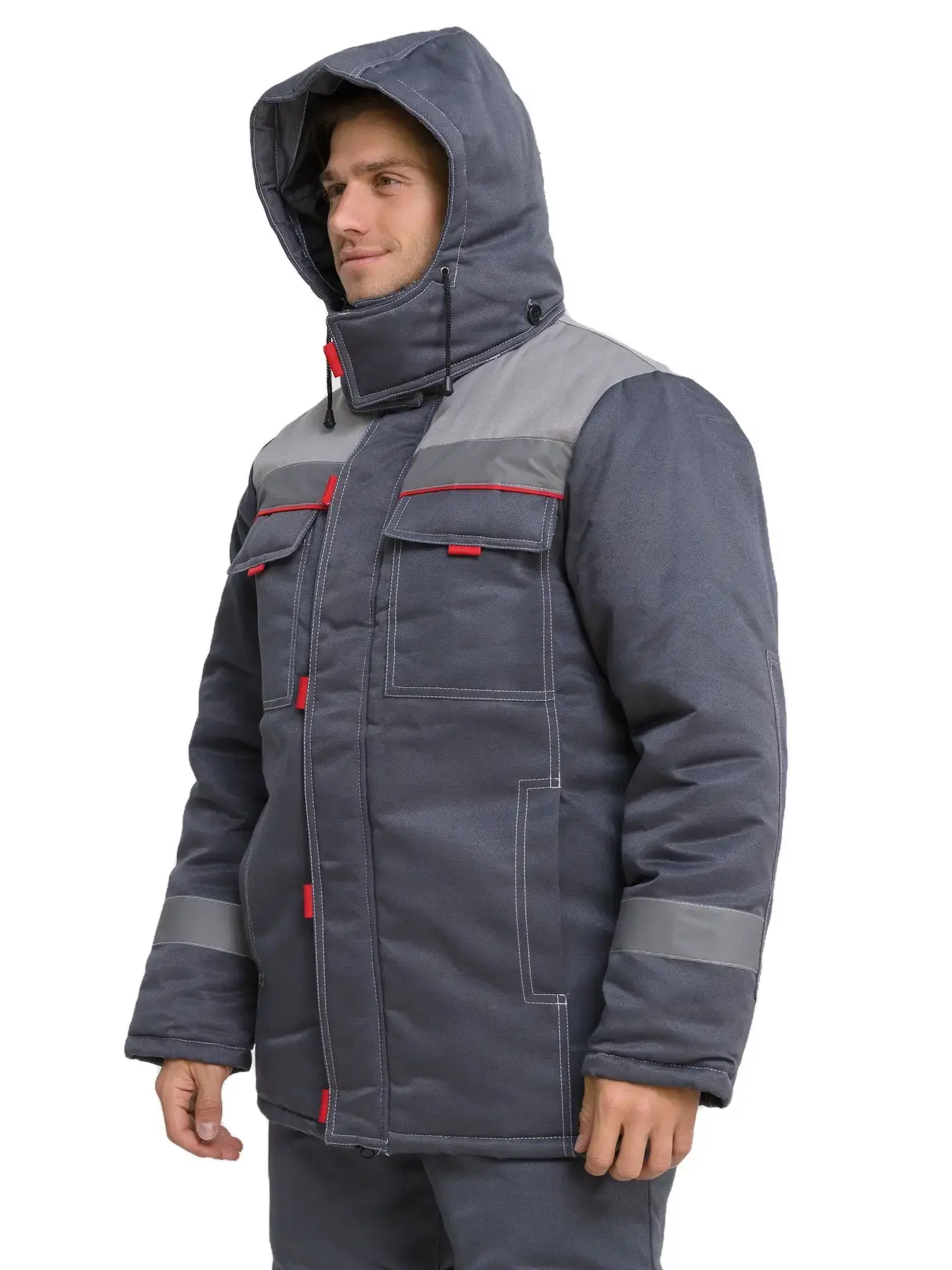 Костюм рабочий мужской утепленный зимний RONTA KSFAVORIT темно-серый, светло-серый