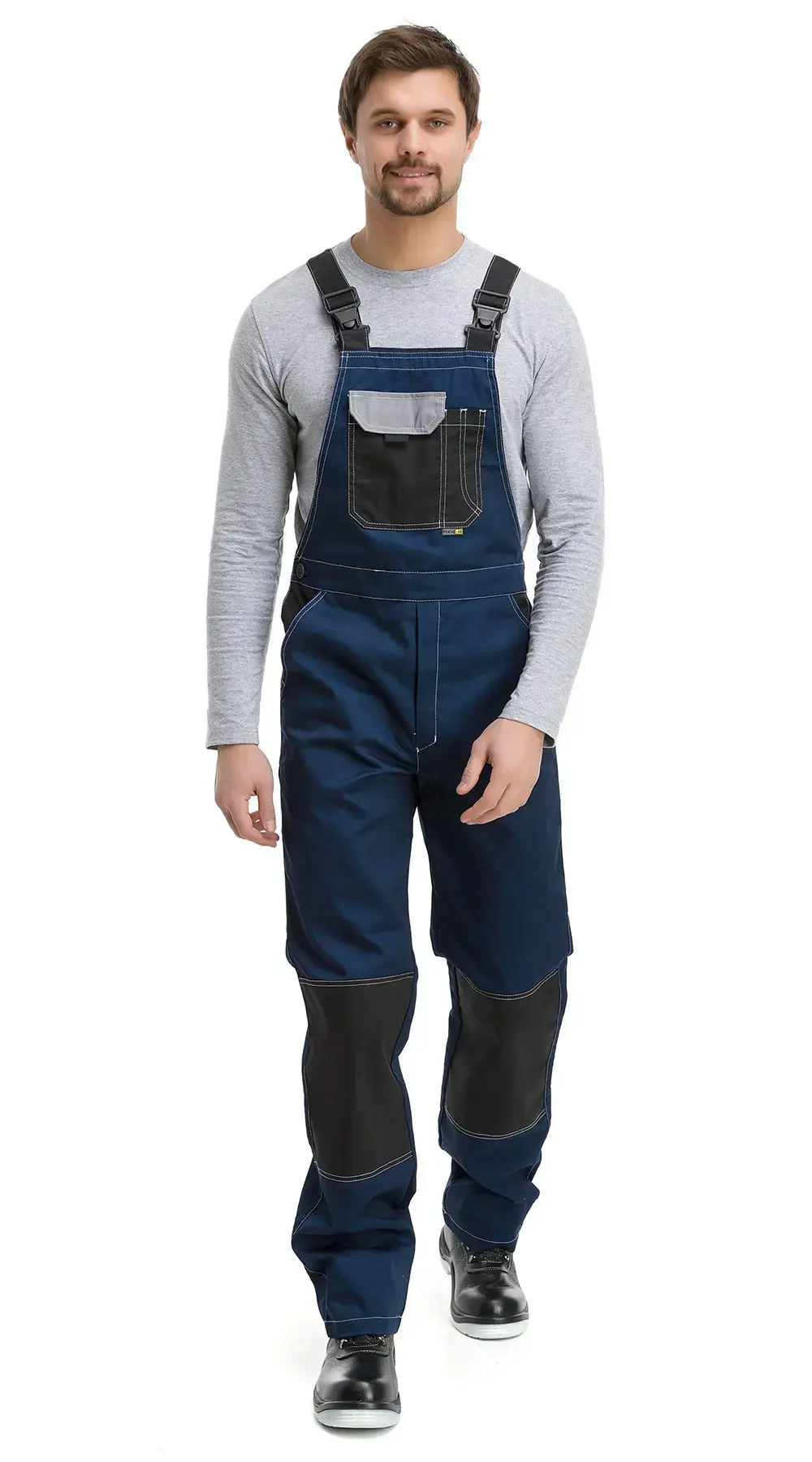 Костюм рабочий мужской летний RONTA KS212 с полукомбинезоном темно-синий, серый, черный
