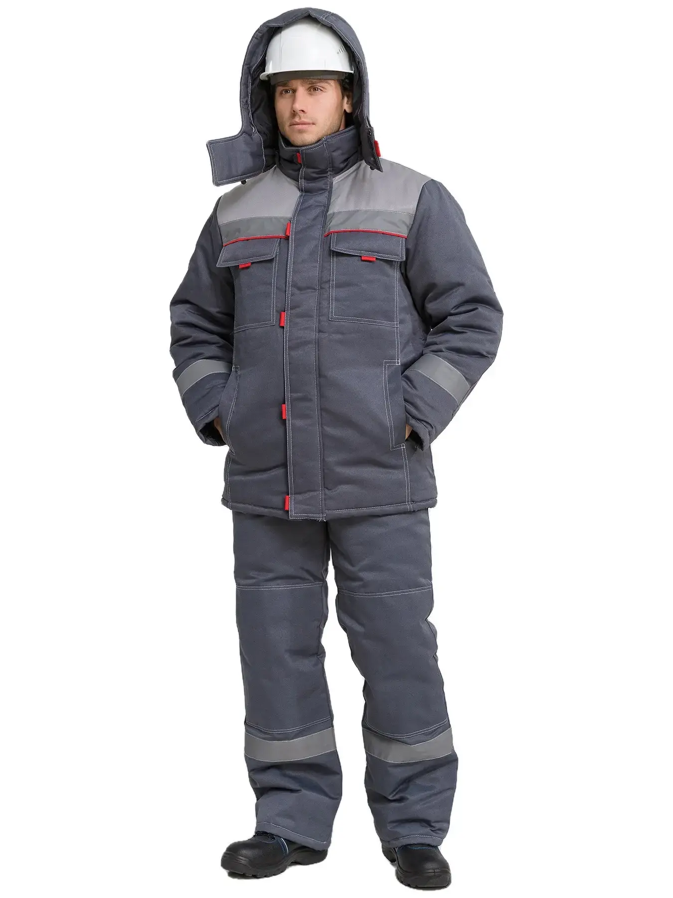 Костюм рабочий мужской утепленный зимний RONTA KSFAVORIT темно-серый, светло-серый