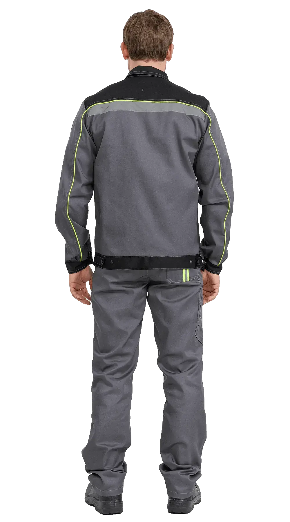 Костюм рабочий мужской летний RONTA KS818 с полукомбинезоном темно-серый, черный, лаймовый