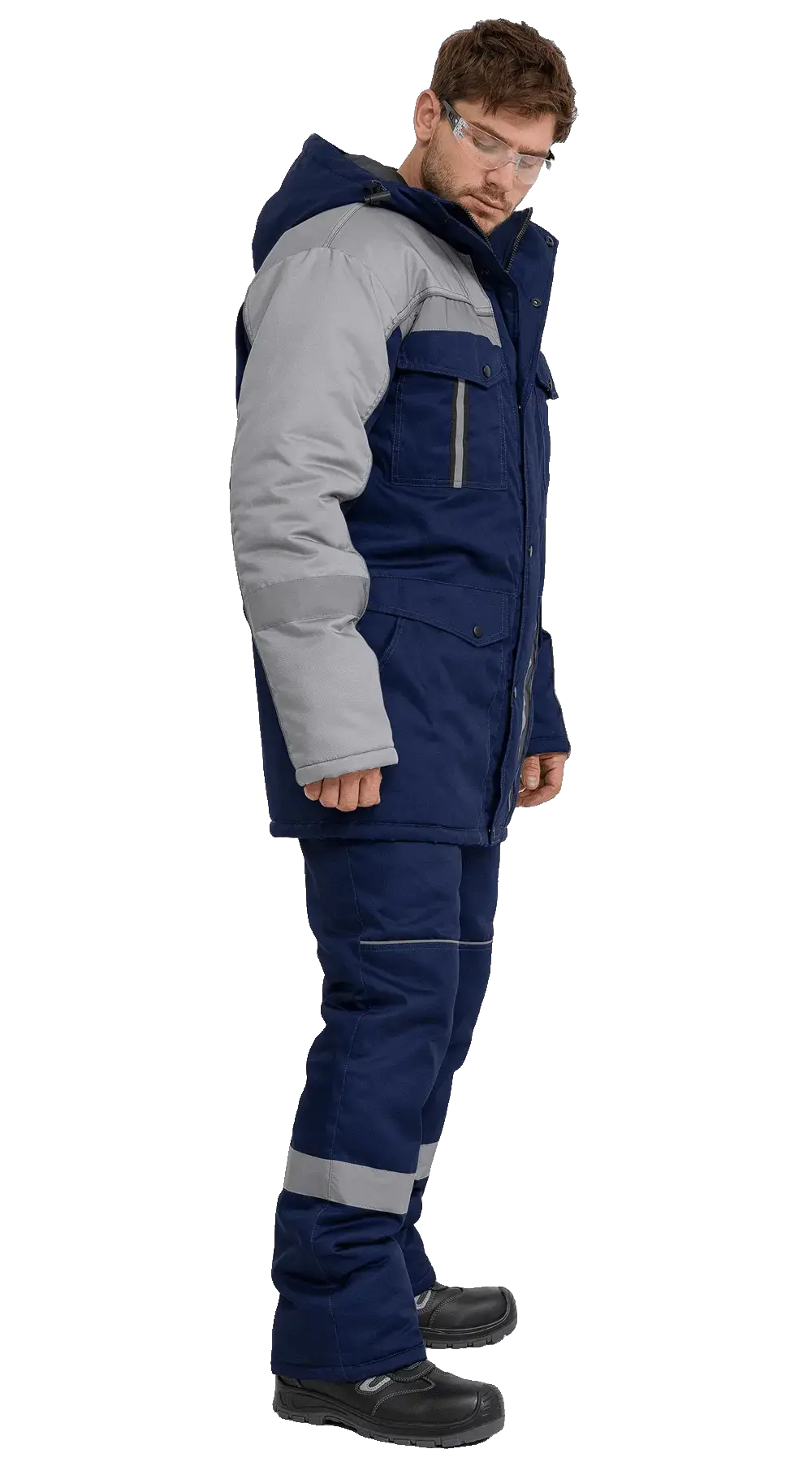 Костюм рабочий мужской утепленный зимний RONTA KS580 с полукомбинезом утепленный т.синий, св.серый