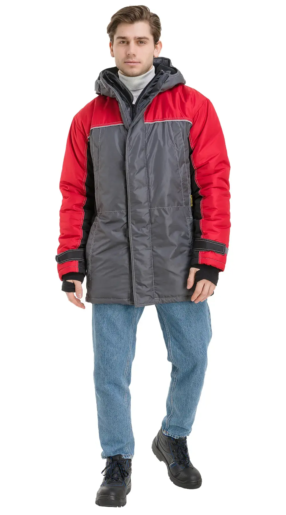 Куртка рабочая мужская зимняя утепленная RONTA KR930 темно-серая, черная, красная