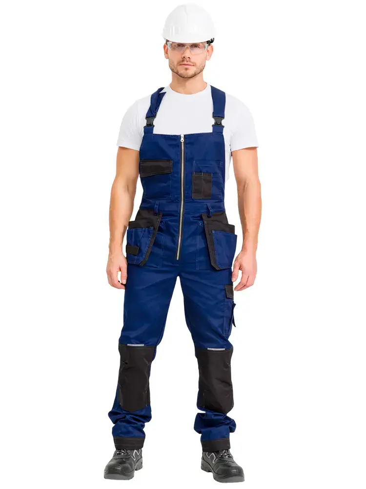 Полукомбинезон рабочий мужской летний RONTA PL205 темно-синий, черный