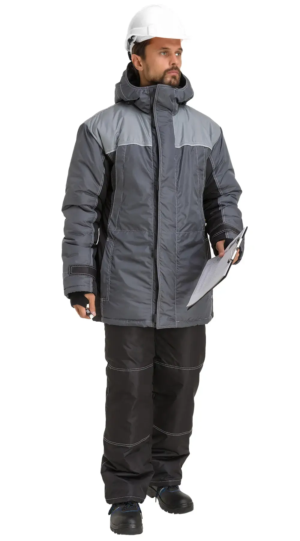 Куртка рабочая мужская зимняя утепленная RONTA KR930 темно-серая, черная, светло-серая