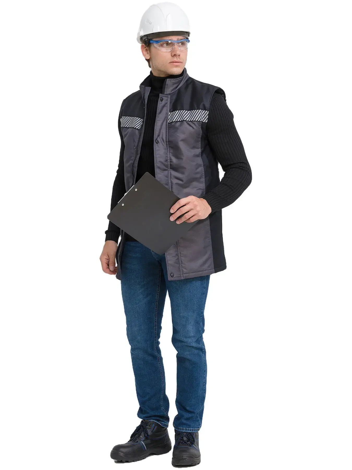 Жилет рабочий мужской утепленный зимний RONTA JT3085 темно-серый, черный