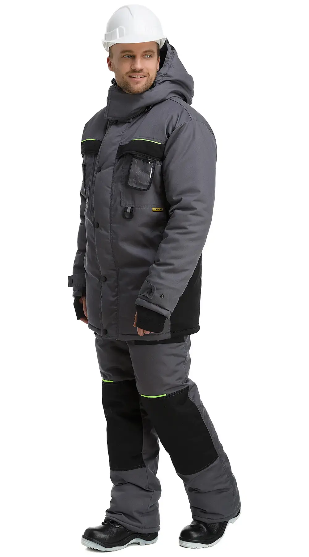 Костюм рабочий мужской утепленный зимний RONTA KS920 темно-серый, черный, лаймовый