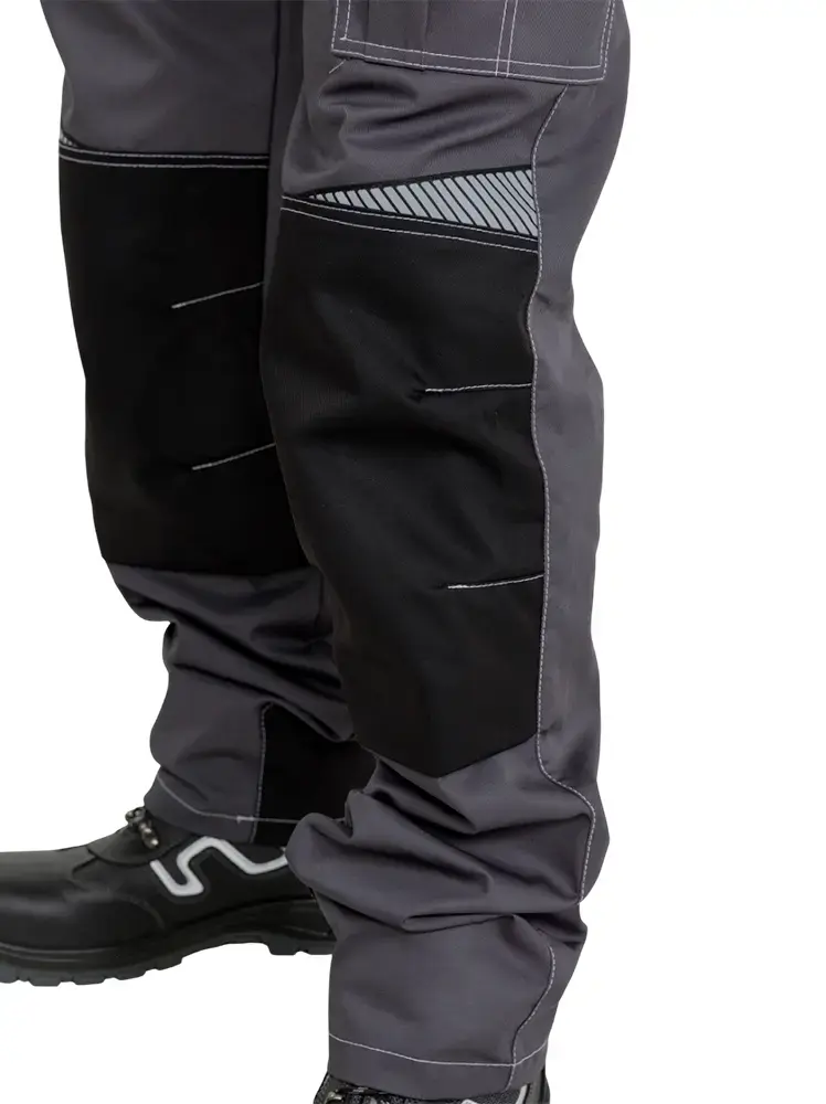 Полукомбинезон рабочий мужской летний RONTA PL207 темно-cерый, черный, красный