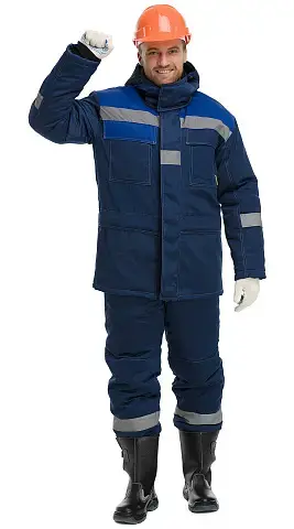 Костюм рабочий мужской утепленный зимний RONTA KS241 темно-синий, васильковый