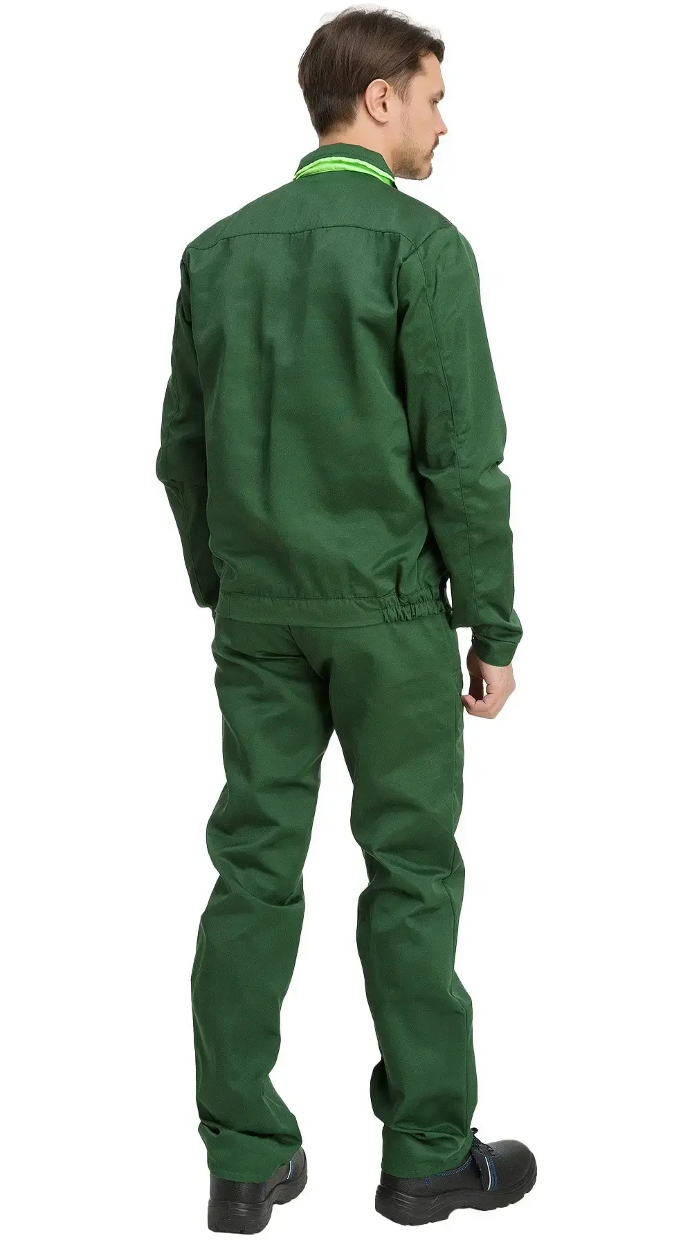 Костюм рабочий мужской летний RONTA KS622 с полукомбинезоном темно-зеленый, лаймовый
