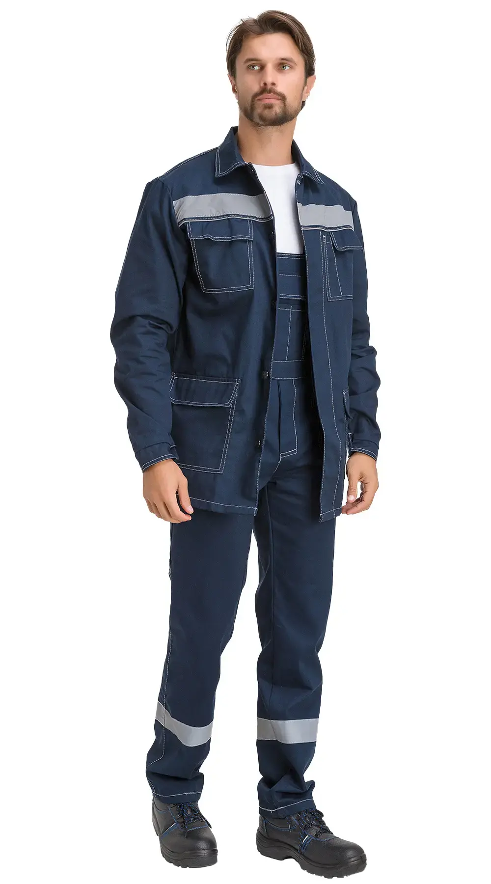 Костюм рабочий мужской летний RONTA KS910 с полукомбинезоном темно-синий