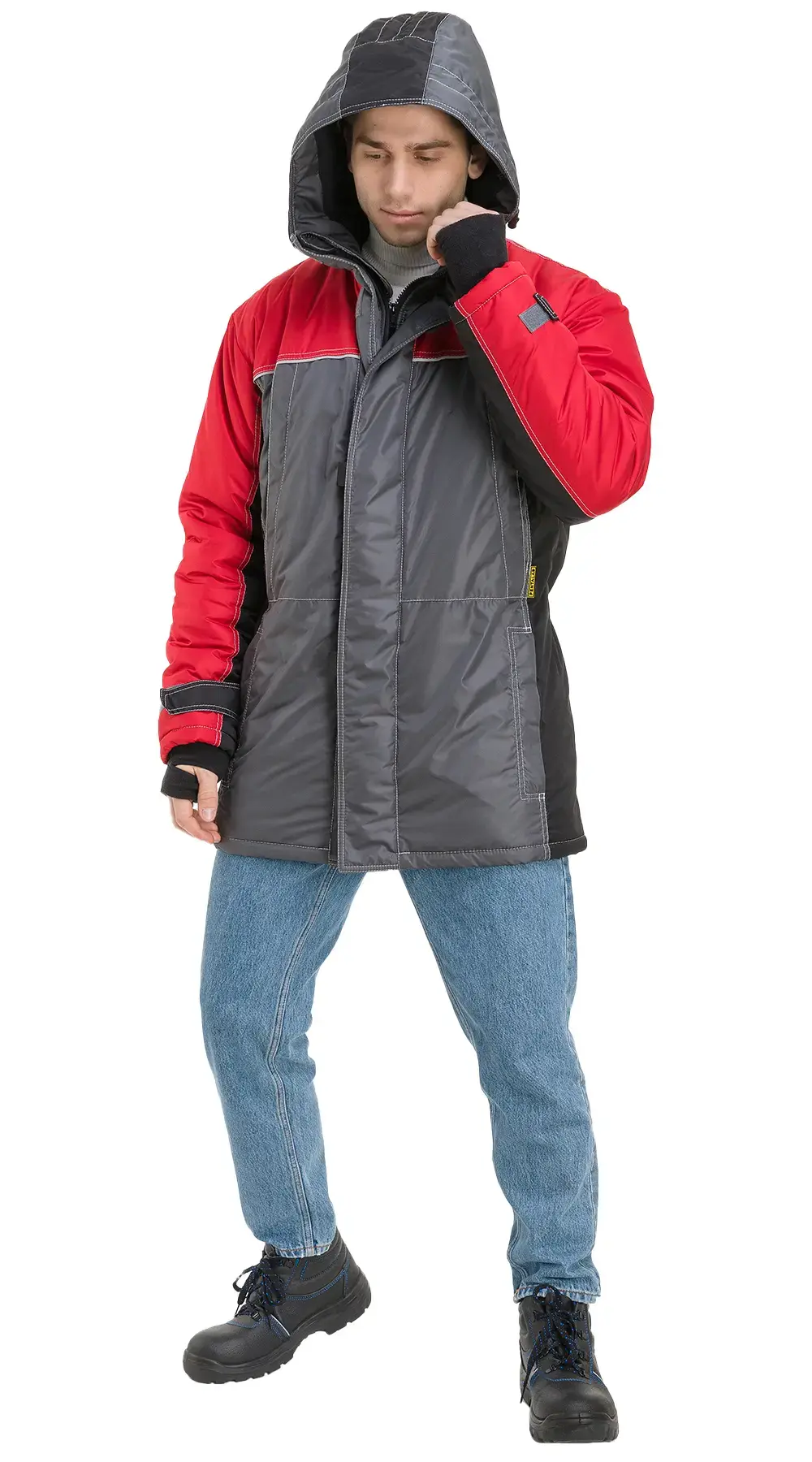 Куртка рабочая мужская зимняя утепленная RONTA KR930 темно-серая, черная, красная