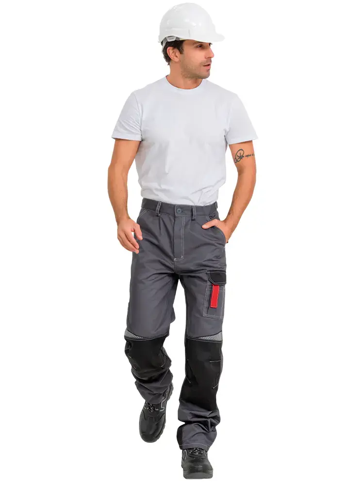 Брюки рабочие мужские летние RONTA BR206 темно-cерые, черные, красные