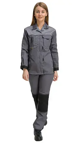 Костюм рабочий женский летний RONTA KS214 с брюками темно-серый, светло-серый, черный