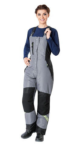 Полукомбинезон рабочий женский зимний утепленный Восток-Сервис "Леди Уран" светло-серый, черный